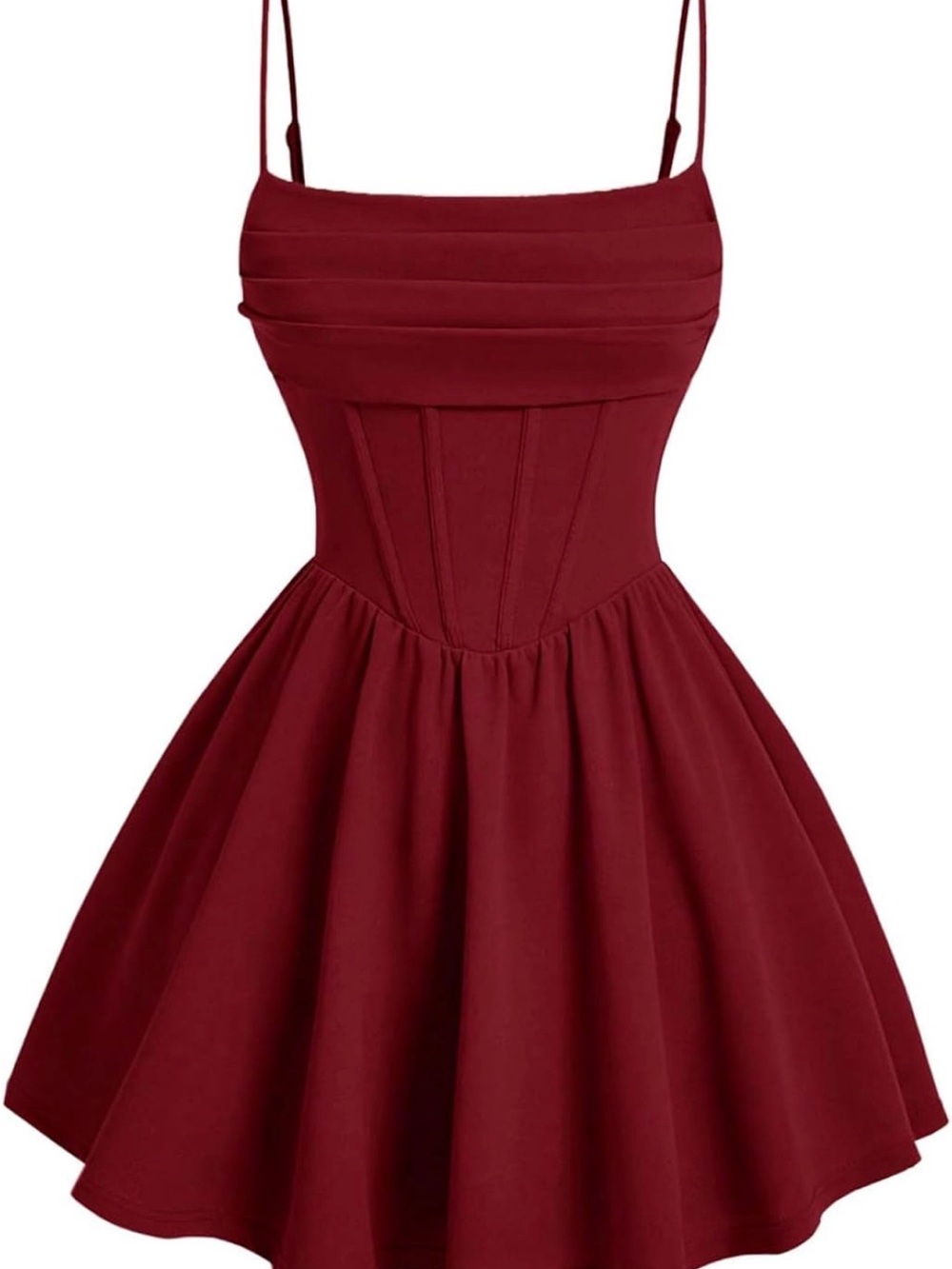 Women’s Burgundy Fit-and-Flare Spaghetti Strap Dress